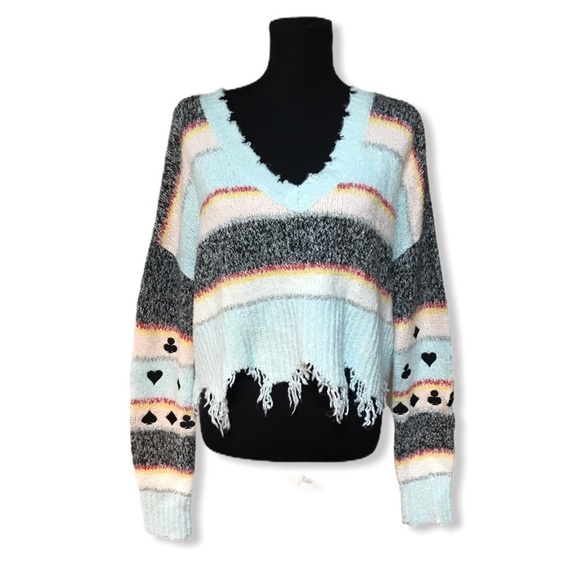 Wildfox Oversized Cropped Sweater Embroidered Smal - Picture 4 of 9